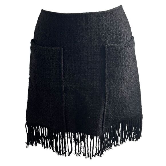 PINKO Tweed Boucle Black Color Mini Skirt Size L US 44 IT - Picture 1 of 7
